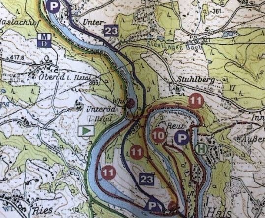 Etappe S22: Ruderting bis Passau - Goldsteig bis voraussichtlich Ende April ab dem Kraftwerk Oberilzmühle gesperrt